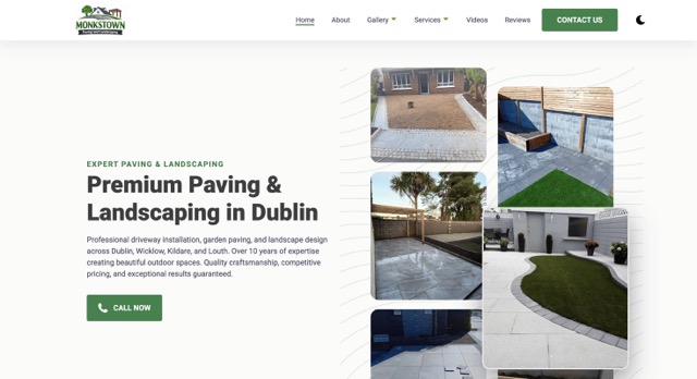Monkstown Paving website on laptop